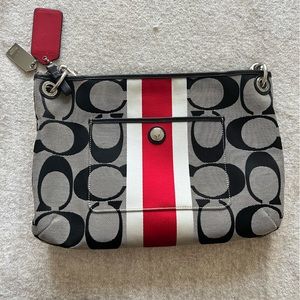 Coach Signature Stripe Red and White Crossbody (early 2000s)